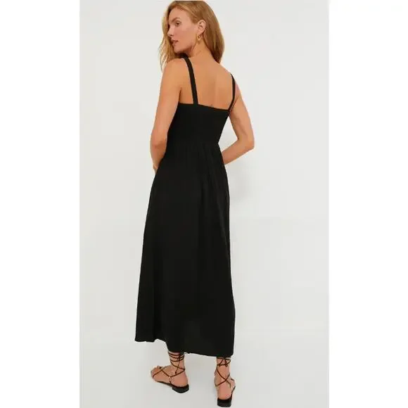 Tuckernuck Black Gillian Sleeveless Smocked Resort Summer Vacation Maxi Dress XS - Picture 4 of 15